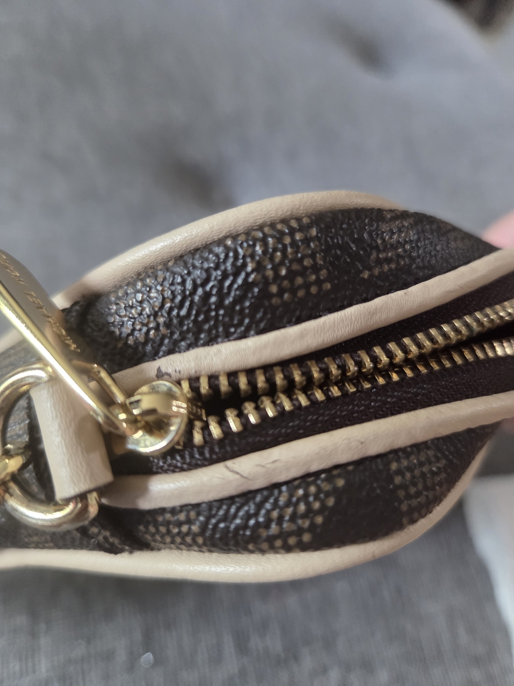 MICHAEL Michael Kors Dark Brown Monogram Camera Mini Crossbody Bag Gold Accents - Picture 11 of 11
